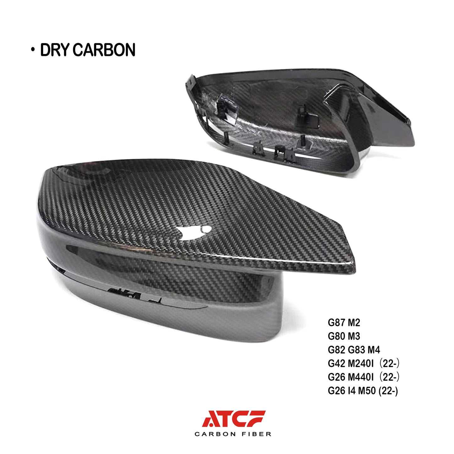 Calotte specchietti BMW G80/G81/G82/G83/G87 in fibra di carbonio a secco