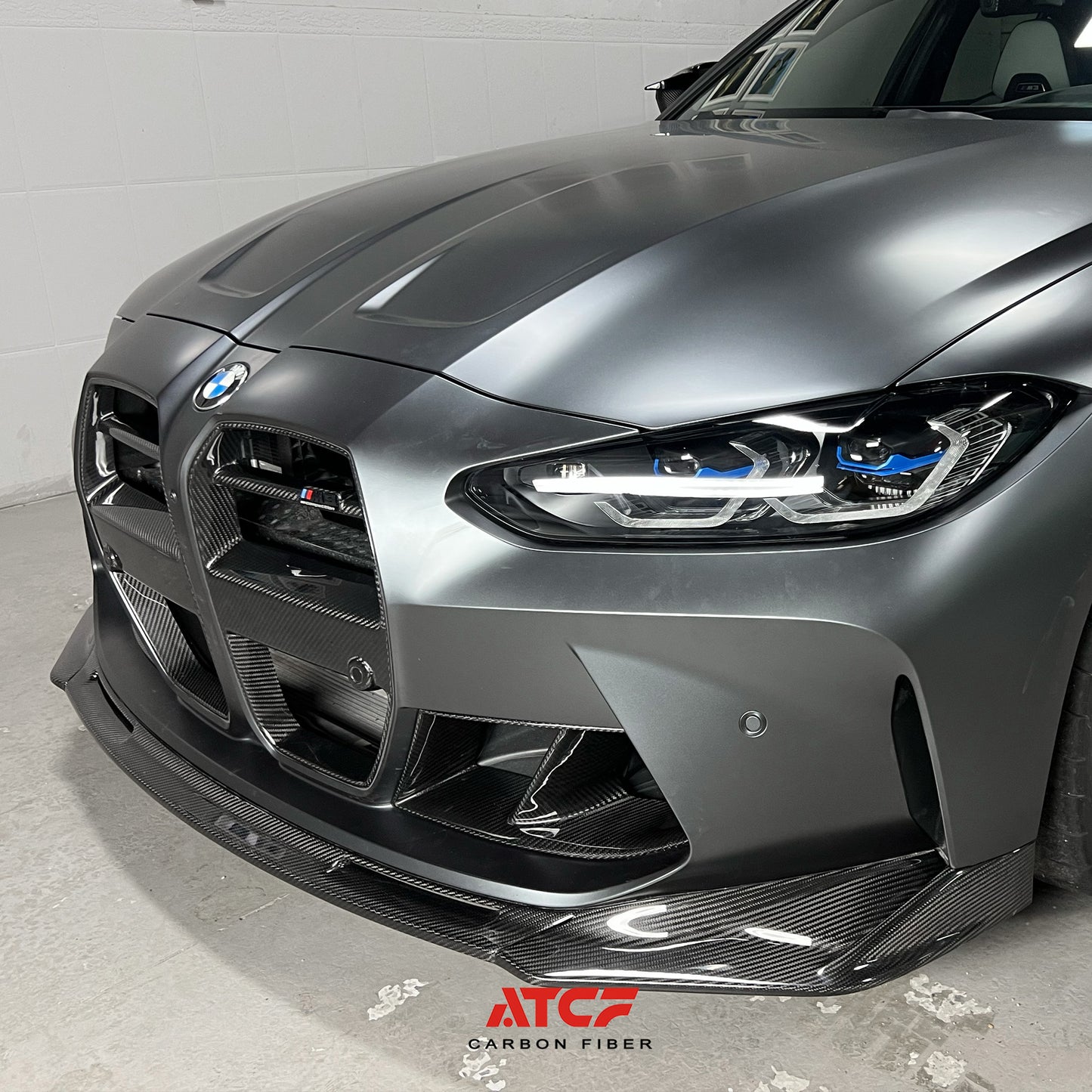 Spoiler anteriore in fibra di carbonio stile V per BMW G80/G81/G82/G83