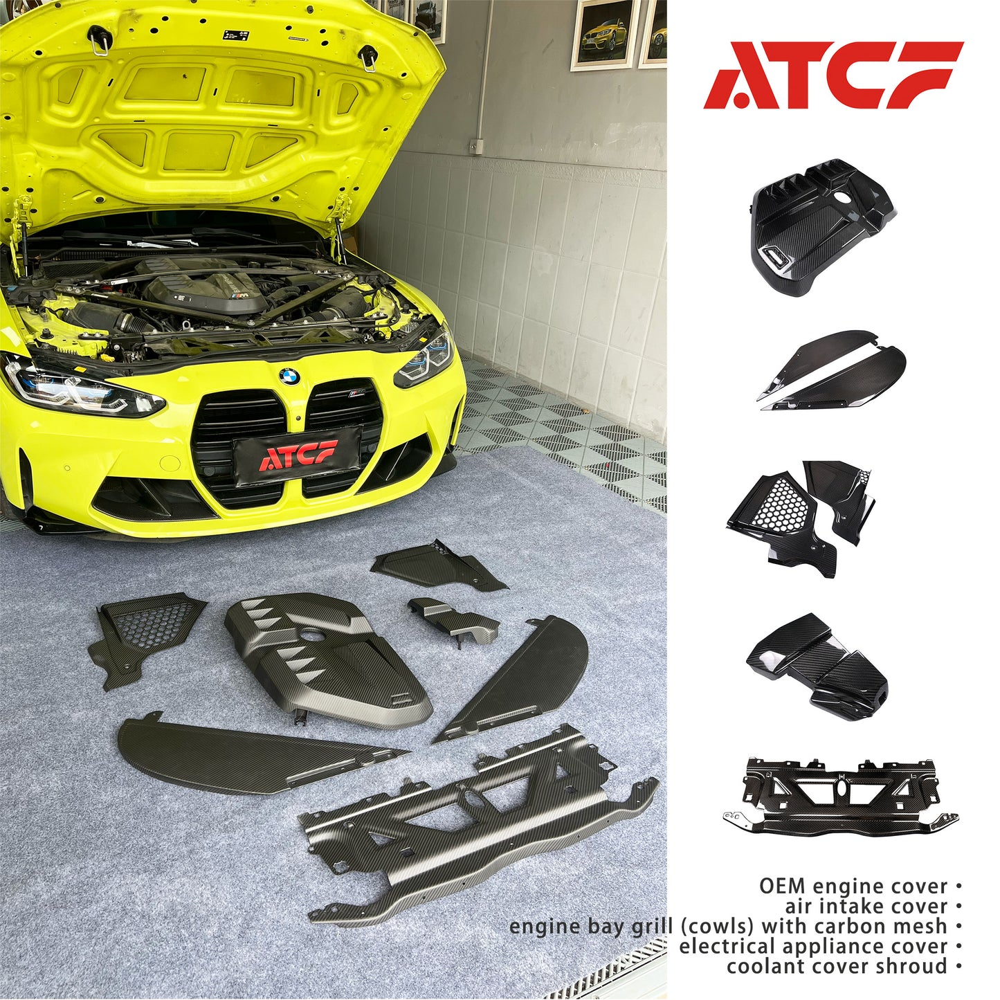 Rivestimento interno del cofano in fibra di carbonio per BMW G80/G81/G82/G83/G87