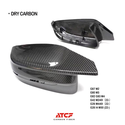Calotte specchietti BMW G80/G81/G82/G83/G87 in fibra di carbonio a secco