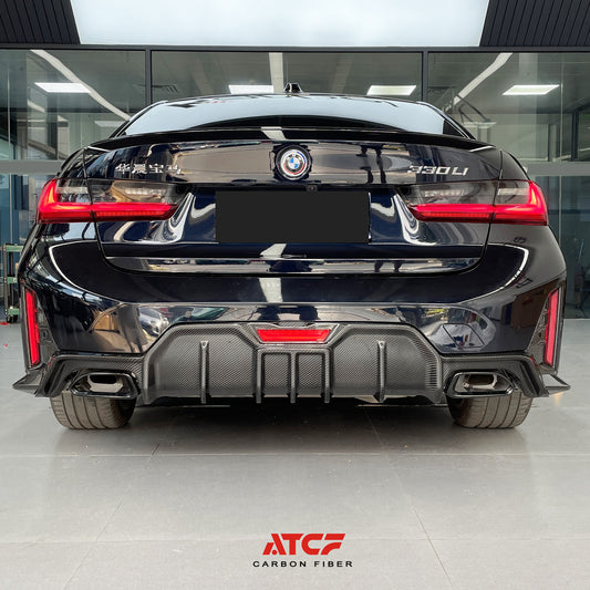 BMW G20 G21 LCI Rear Diffuser V1 with Light Carbon Fiber