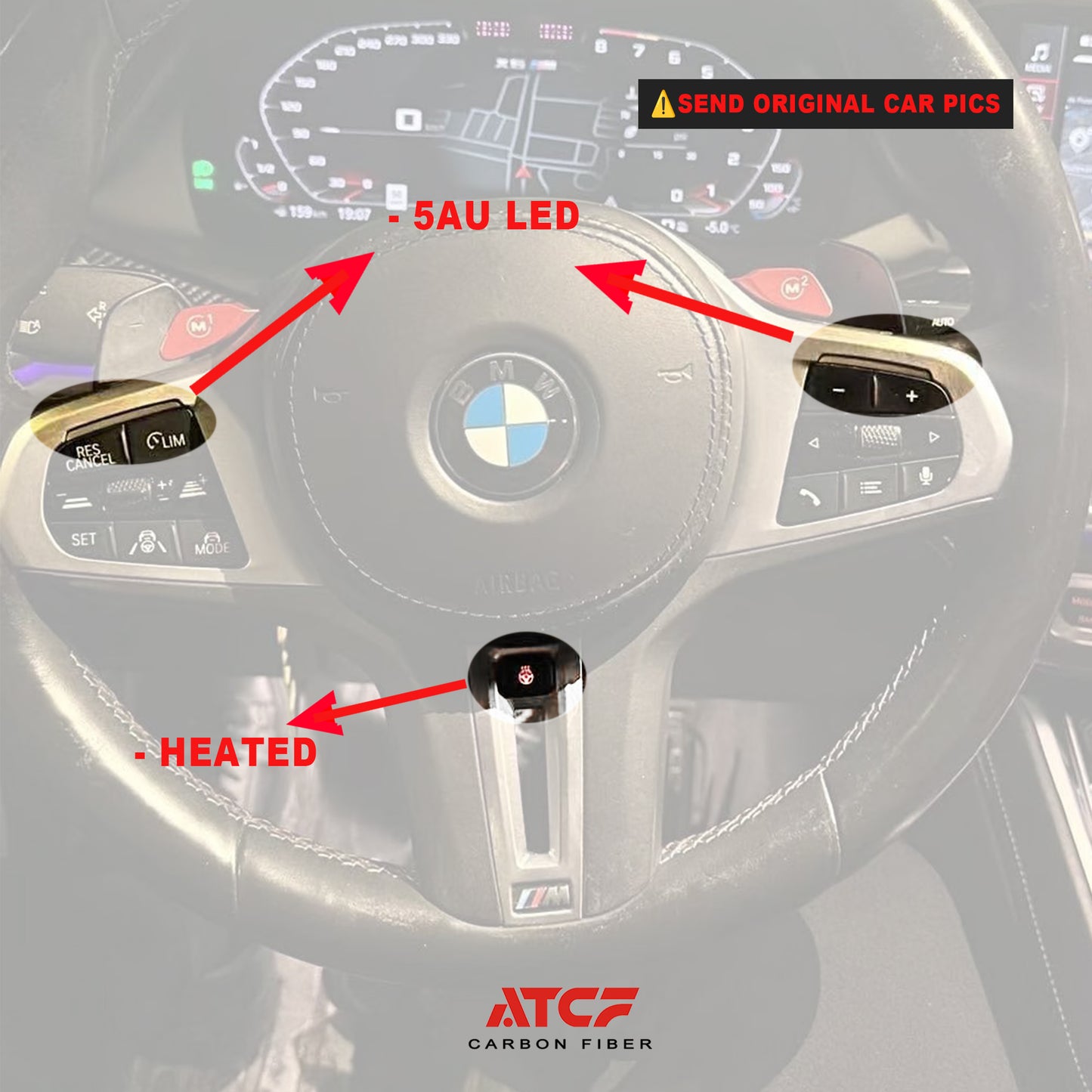 BMW G80/G81/G82/G83/G87 G20 G22 G42 Carbon Fiber Steering Wheel Trim